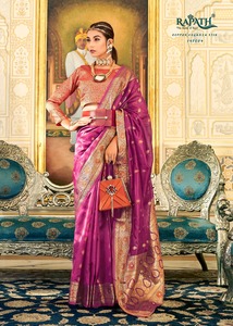 รูปแบบ-jacquard zari ทอผ้า Saree กับ jacquard ทอผ้าชายแดนมี pallu อุดมไปด้วยลวดลายทั่วชายแดนของ Saree - Product Image 2