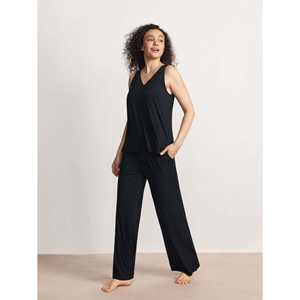 Conjunto de Pantalones de Crepé de 2 Piezas para Mujer, Estilo Casual, Premium, con Top de Cuello en V, Suave y Fluido, Talla XS, para Uso Diario - Product Image 6