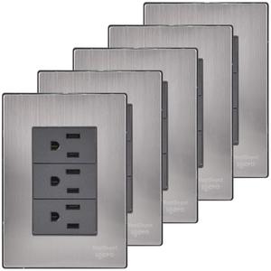 Spina a triplo contatto, MXIOR-005, 5 pezzi, Contattox3, 125-250VAC, 15A, 50/60Hz, Argento/Oxford, Acciaio inossidabile/PC. - Product Image 1