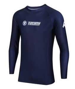 Chemise de compression anti-UV UPF 50 pour hommes, manches longues, col en O, tissu tricoté, motif de lettres, séchage rapide, respirant - Product Image 1