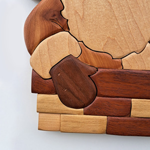 Aimant de réfrigérateur en bois fabriqué à la main pour la décoration de réfrigérateur de cuisine en gros petit intarsia en bois - Product Image 5