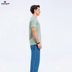 100% coton lourd col rond coton lourd recadrée t-shirt impression surdimensionné culture t-shirt goutte épaule hommes T-shirts - Product Image 4