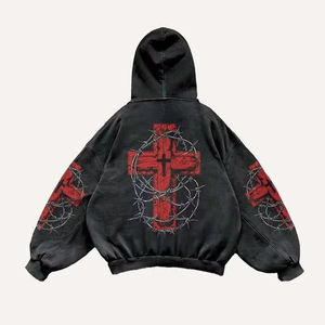 Sudadera con capucha de moda con parches para hombre, de gran tamaño jersey con capucha, sudadera de tela suave, sudadera multicolor, ropa de calle, sudadera con capucha para hombre - Product Image 3