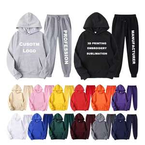 Fleece Custom <b>Oversized</b> Tracksuit Unisex Hoodies and Jogger Sweat Pants <b>Sweatpants</b> and Hoodie Set Sweatsuit Tracksuits for Men - Product Image 3