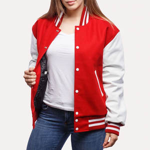 Chaquetas Varsity para Mujer, Diseño Personalizado, Cuerpo de Lana, Mangas de Cuero, Cierre con Botones, Último Diseño - Product Image 1