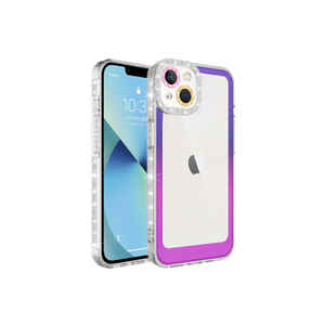 Coque en silicone antichoc de luxe dégradé violet rose scintillant pour iPhone 14, étui souple tendance style Ins pour A53 Plus - Product Image 1