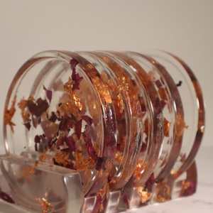 Dessous de verre en résine mélangée fabriqués à la main avec accent en bois | Dessous de verre en pierre disponibles au design personnalisé - Product Image 4