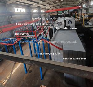 Ligne de revêtement entièrement <span class=keywords><strong>automatique</strong></span> personnalisée pour peinture en poudre sur substrat acier, cabine de pulvérisation motorisée, four de cuisson avec temps de séchage de 30 minutes 1 - Product Image 2