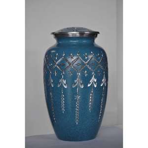 Grande urne de crémation pour adultes Turquoise Floral Bend Urnes en aluminium fabriquées à la main Humains Fournitures funéraires Cendres Souvenir Urnes et Pot - Product Image 5