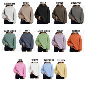 Jersey Mockneck Sudadera de mujer 100% Algodón French Terry Oversized Mock Neck Sudadera para mujer - Product Image 4