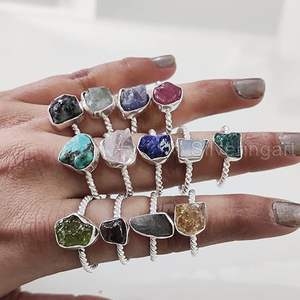 Rough <b>Stone</b> Jewelry Women's <b>Ring</b> Natural Moonstone Garnet Citrine Peridot Gemstone Statement Jewelry 925 Sterling <b>Silver</b> <b>Ring</b> - Product Image 6