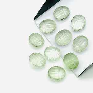 Perles de sculpture de scarabée en améthyste verte 12 MM Sculptées à la main Forme de scarabée Cristal Briolette Charme de bijoux - Product Image 5