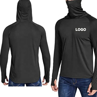 Camiseta de pesca con capucha y máscara, logotipo personalizado, manga larga, protección UV UPF50+, secado rápido, transpirable, poliéster, spandex, rash guard