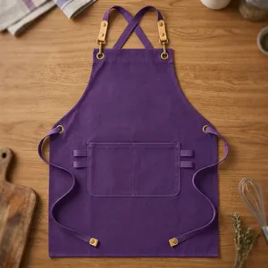 Delantal de Lona Resistente Reutilizable Morado sin Mangas con Cintura Ajustable y Bolsillo para Limpieza - Product Image 1