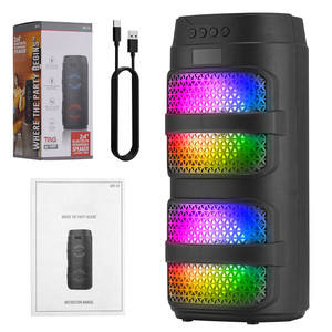 Reproductor de música portátil dual de 4 pulgadas para exteriores, compatible con micrófono con cable e inalámbrico, con luces RGB y subwoofer. - Product Image 6