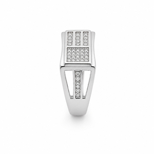 925 Sterling <b>Silver</b> Square Pave Moissanite Signet <b>Ring</b> <b>for</b> <b>Men</b> Modern Wedding Party Daily Wear Jewelry Gift - Product Image 4