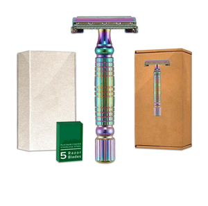 Rasoir de sécurité à double tranchant en métal avec ouverture papillon Rasoir pour homme (multicolore) pour voyage en famille Hôtel en acier inoxydable par ANAAIF - Product Image 1