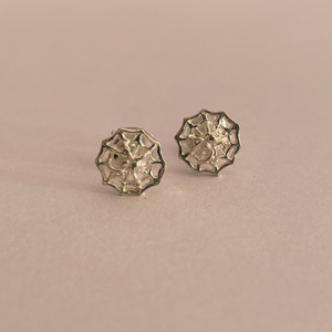 925 Sterling <b>Silver</b> Spider Web <b>Stud</b> <b>Earrings</b> Insect Geometric Number Religious with Pearl and Diamond for Party Engagement - Product Image 1