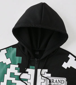 Up-Felt-Impex Men's Skull Print Zip Closure Cordón Cremallera Sudadera con capucha Casual Manga larga French Terry Hoodie para hombres - Product Image 3