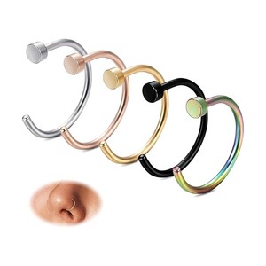Venta al por Mayor de Anillos de Nariz Clásicos de Acero Inoxidable de 20G, Aro Plano para Labio, Joyería Corporal en Forma de C, Joyería para <span class=keywords><strong>Piercing</strong></span> de Nariz - Product Image 2