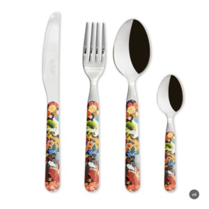 Durable Stainless Steel Flatware Set 24-pcs Mirror Polish Country Multicolor Japanese Geisha Oriental Design Kimono by Excelsa - Product Image 1