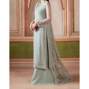 Elegant <b>Women</b> Shalwar Kameez <b>Suit</b> with Embroidered Cotton Silk Casual Kurta Straight <b>Trousers</b> Matching Dupatta for Daily Wear - Product Image 5