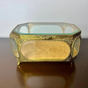 Boîte en verre artisanale indienne de qualité exportée Produit en vrac pour boîte souvenir Boîte biseautée de rangement pour bibelots bijoux accessoires - Product Image 1