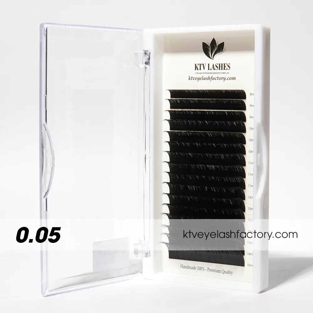KTV LASHES Hot Sale Premium Mink 0.05mm C CC D Curl 8-15mm Individual Eyelash Matte Hight Quality Handmade Private label OEM