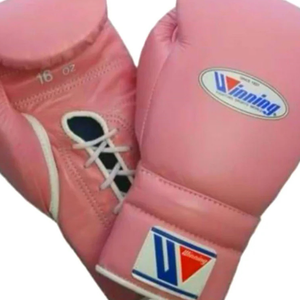 Gants de boxe professionnels à lacets, en cuir véritable rose, gants d'entraînement et de sparring, équipement de combat artisanal - Product Image 2