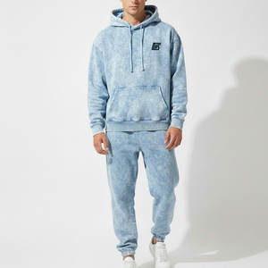 Ensemble survêtement oversize pour homme, lavage à l'acide, coupe ample, sweat-shirt et pantalon de jogging en coton, deux pièces, pour la mode streetwear, vente en gros - Product Image 1