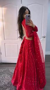 VESTIDO DE NOVIA GEORGETTE HEAVY BORDADO SECUENCIA TRABAJO LEHENGAS CON TRABAJO DUPATTA - Product Image 2