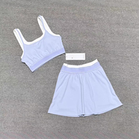 Ensemble jupe et débardeur de yoga 2 pièces |   Motif géométrique, coussinet de poitrine gaufré pour la course à pied et le fitness