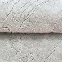Tapis moderne abstrait neutre de luxe écologique antidérapant adapté aux animaux de compagnie minimaliste fait main à poils ras en laine/soie 1 pièce pour salon