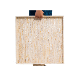 Vente en gros de nacre naturelle extra large plateau ottoman avec poignées d'insertion plateaux de service de luxe surdimensionnés du Vietnam - Product Image 3