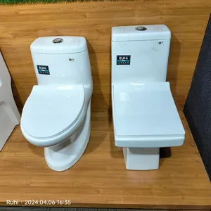 बाथरूम के लिए चौकोर आकार का वॉशडाउन एस-ट्रैप फ्लोर माउंटेड 1 पीस टॉयलेट डब्ल्यूसी बाउल
