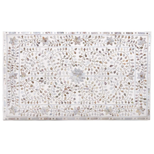 Intricate Floral Designs Exquisite Handcrafted Mother of Pearl Inlay Coffee <b>Table</b> with Elegant Finish Modern Home Furniture - Product Image 5