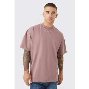 T-shirt col rond à épaules tombantes, coupe ample, personnalisable avec logo, fabriqué au Pakistan, en maille imprimée pour hommes - Product Image 1
