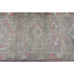 Tapis turc 2,9 x 10,5 pieds, tapis de couloir vintage, tapis persan en laine gris rose - Product Image 5