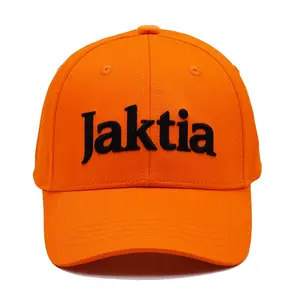 Casquette de baseball en tissu coton/polyester de haute qualité, à profil bas, avec visière incurvée à 6 panneaux, broderie 3D, couleur orange/verte - Product Image 1