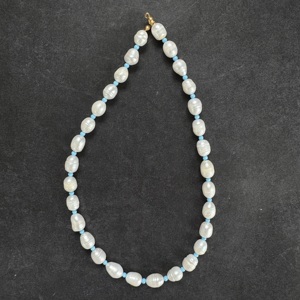 Collana girocollo estiva da donna con <span class=keywords><strong>perle</strong></span> barocche <span class=keywords><strong>lunghe</strong></span> e agata colorata, placcata oro 18 carati, con catena <span class=keywords><strong>di</strong></span> prolunga, ideale come regalo - Product Image 2