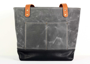 Custom Extra Large <b>Leather</b> Handle Waterproof Waxed Canvas Travel Tote <b>Bag</b> LCTG-0074 - Product Image 2