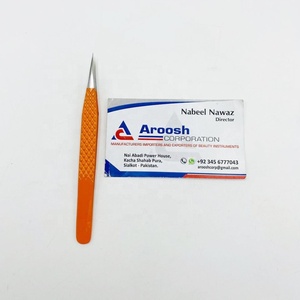 Pince à épiler en fibre d'isolation orange à poignée diamantée en acier inoxydable de haute qualité Extensions de cils en gros Pointe pointue - Product Image 2