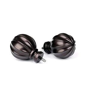 Embout de tringle à rideau en sphère striée noir moderne avec base à vis boule décorative Topper accessoire de quincaillerie de traitement de fenêtre - Product Image 1