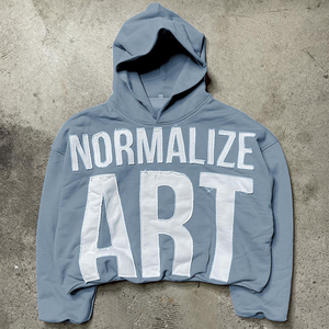 Sudadera con Capucha Personalizada con Bordado Aplicado, Estilo Hip Hop Americano, 100% Algodón, Teñido Liso para Invierno - Product Image 1