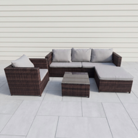 Ensemble de canapé d'angle en rotin et osier en forme de L avec chaise simple et canapé d'extérieur en rotin PE