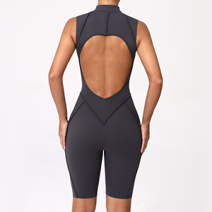 ชุดบอดี้สูทและจัมพ์สูทโยคะใหม่พร้อมแปรงวัสดุเปิดหลังมีซิปสำหรับวิ่งและฟิตเนส - Product Image 4