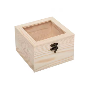 Eco-Friendly Rectangle <b>Christmas</b> Gift Packing Solid Wood <b>Box</b> with Glass lid - Product Image 2