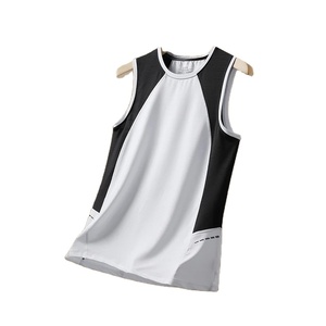 2024 dernier été Patchwork noir rouge t-shirt GYM débardeur t-shirts mode vêtements surdimensionné O cou - Product Image 1