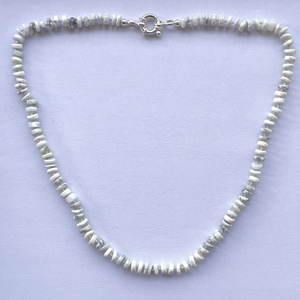 4mm 6mm Naturel Blanc Howlite Lisse Heishi Pneu Perles Collier Fine Perlé Bijoux Pâle Pastel Léger Poids 925 Sterling Argent - Product Image 1