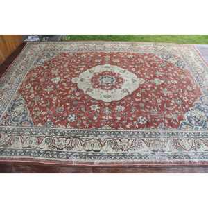 Vintage Turkish Rug, <b>Runner</b> 0.8x12.5 ft (24x381 cm) Rug, <b>Red</b> Bordered Wool Rug - Product Image 3